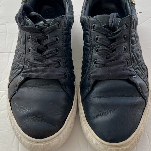 Women Tory Burch Navy Leather sneakers  - size 8 - Picture 2 of 12